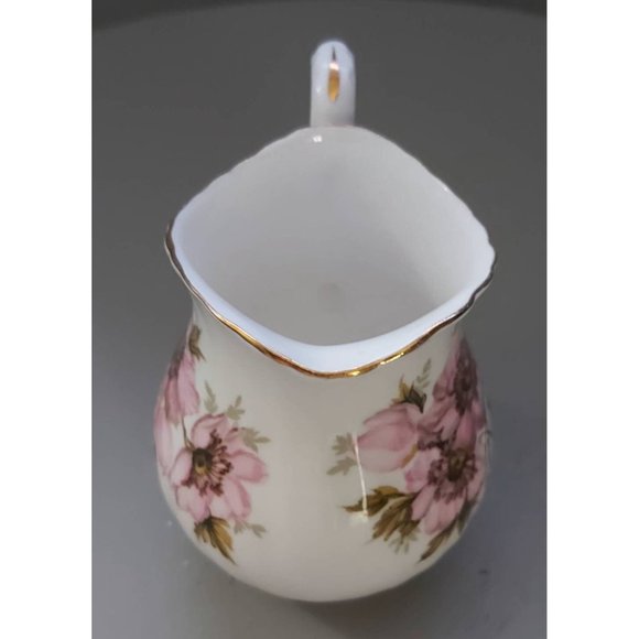 Crown Staffordshire Creamer, Sugar Bowl and Tray, With Pink Flowers and Gold - Picture 3 of 9